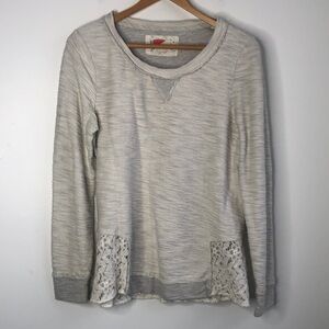 Anthropologie Paper Locket slub knit Lace Trim Top